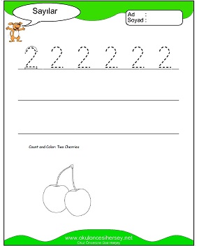 okul öncesi 1 sayısı çizgi çalışması